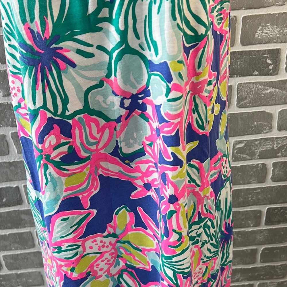 Lilly Pulitzer Blythe Tank Dress Casa Azul Floral Print Pima Cotton Women’s Larg - Picture 10 of 15